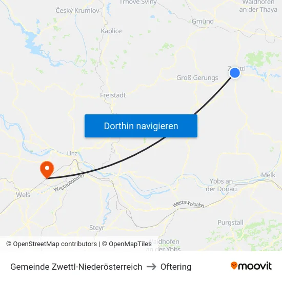 Gemeinde Zwettl-Niederösterreich to Oftering map