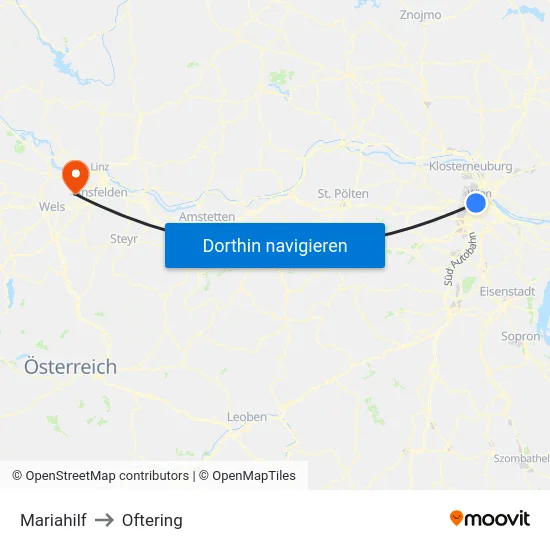 Mariahilf to Oftering map