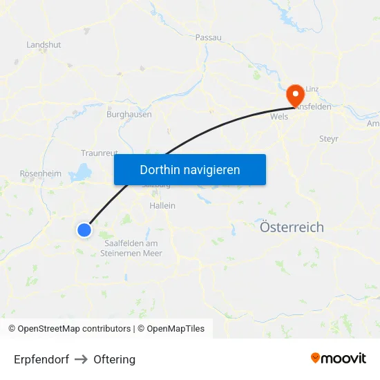 Erpfendorf to Oftering map