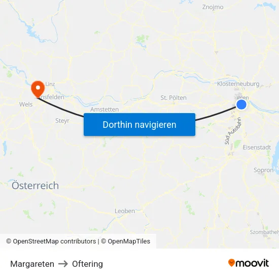 Margareten to Oftering map