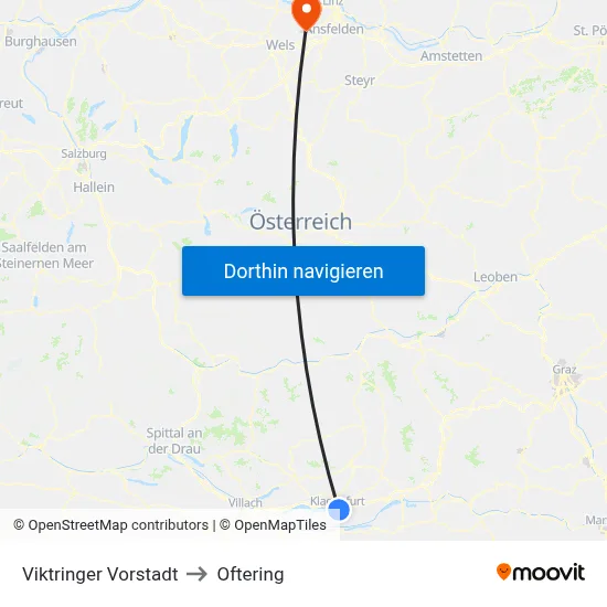 Viktringer Vorstadt to Oftering map