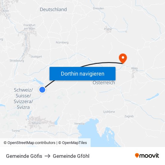 Gemeinde Göfis to Gemeinde Gföhl map