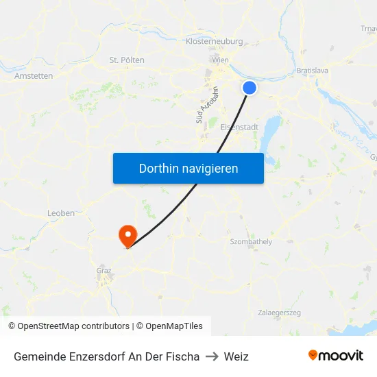 Gemeinde Enzersdorf An Der Fischa to Weiz map