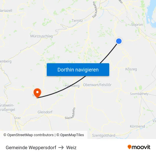 Gemeinde Weppersdorf to Weiz map
