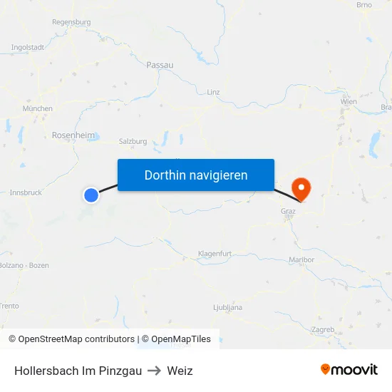Hollersbach Im Pinzgau to Weiz map