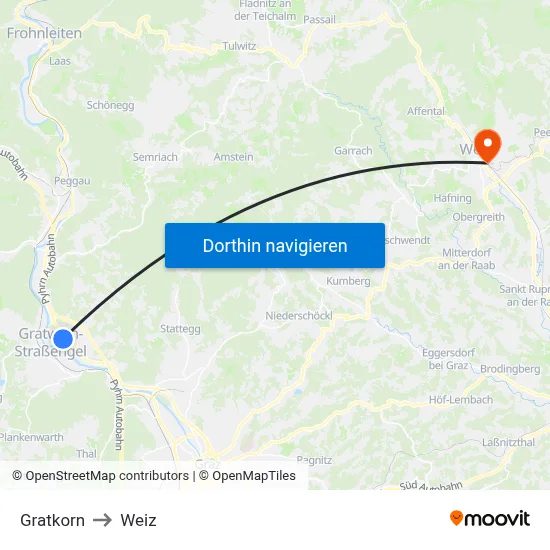 Gratkorn to Weiz map