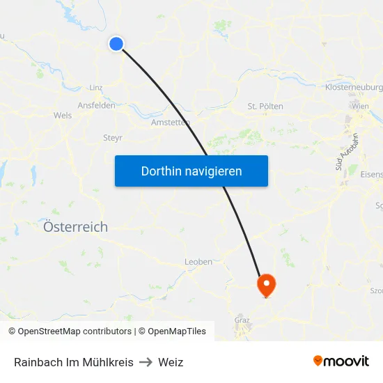 Rainbach Im Mühlkreis to Weiz map