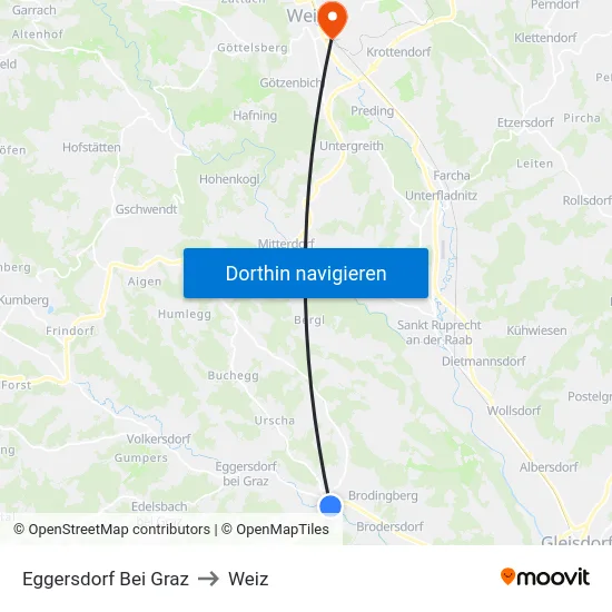 Eggersdorf Bei Graz to Weiz map