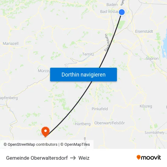 Gemeinde Oberwaltersdorf to Weiz map