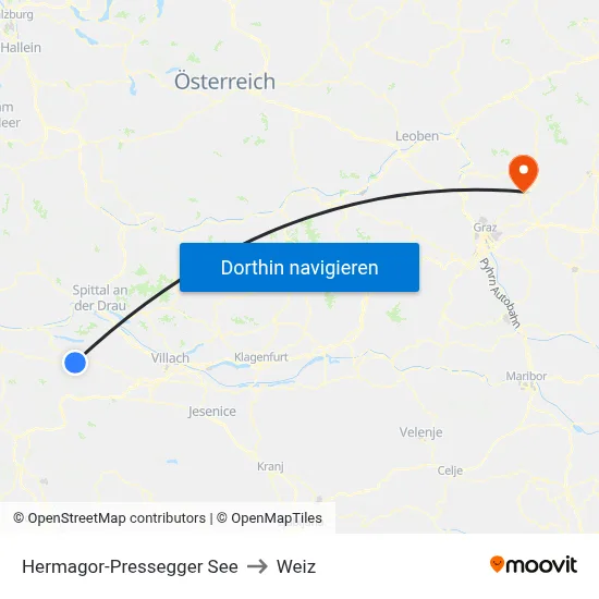 Hermagor-Pressegger See to Weiz map