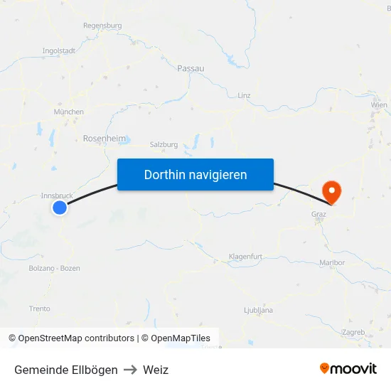Gemeinde Ellbögen to Weiz map
