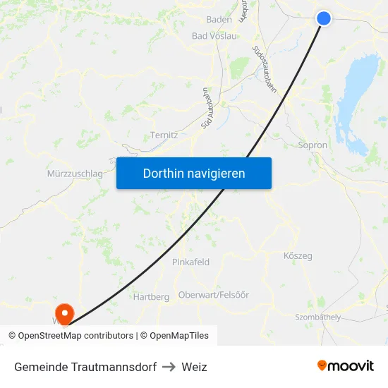 Gemeinde Trautmannsdorf to Weiz map