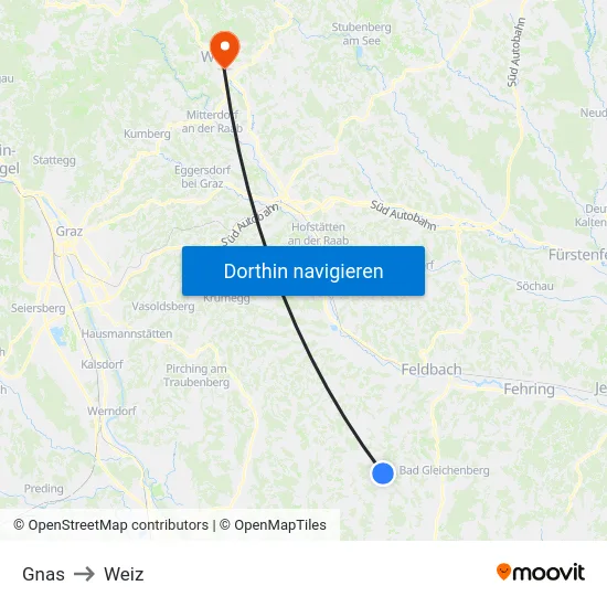 Gnas to Weiz map