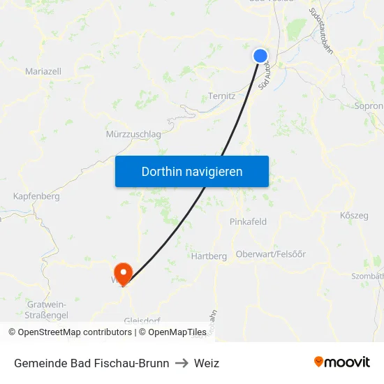 Gemeinde Bad Fischau-Brunn to Weiz map