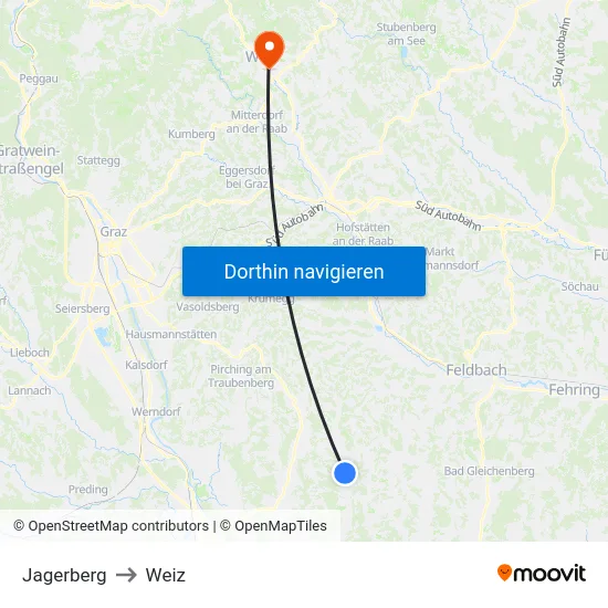Jagerberg to Weiz map