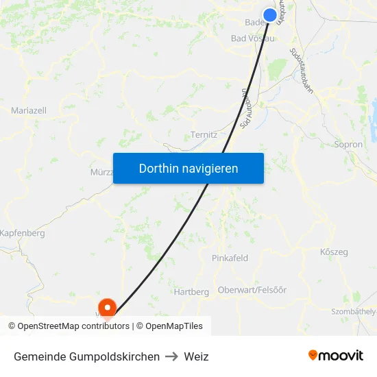 Gemeinde Gumpoldskirchen to Weiz map
