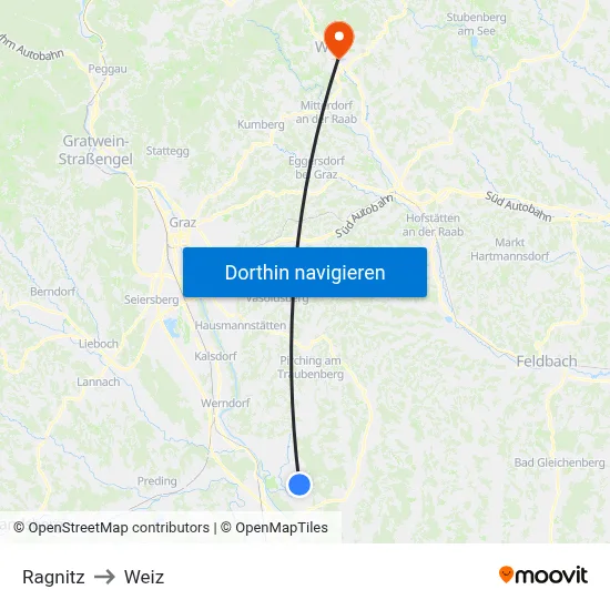 Ragnitz to Weiz map