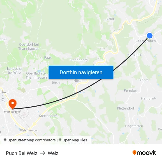 Puch Bei Weiz to Weiz map