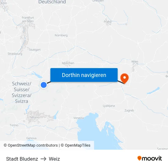 Stadt Bludenz to Weiz map