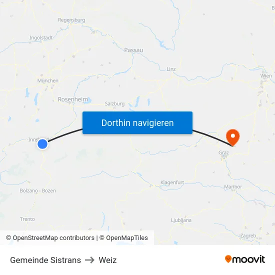 Gemeinde Sistrans to Weiz map