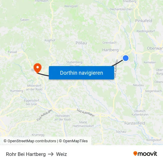 Rohr Bei Hartberg to Weiz map