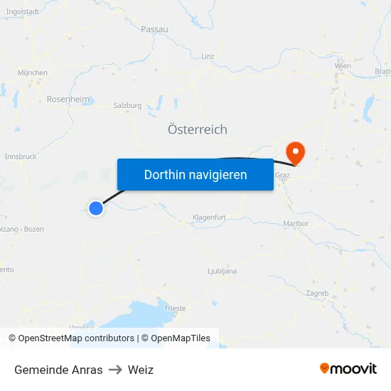 Gemeinde Anras to Weiz map