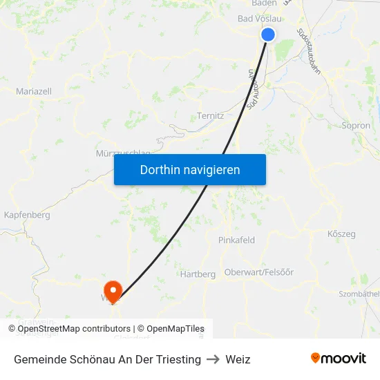Gemeinde Schönau An Der Triesting to Weiz map