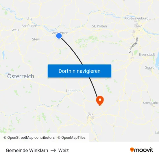 Gemeinde Winklarn to Weiz map