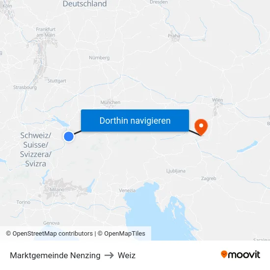 Marktgemeinde Nenzing to Weiz map