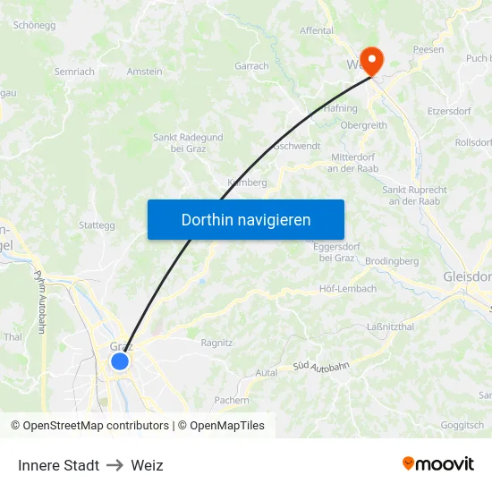 Innere Stadt to Weiz map