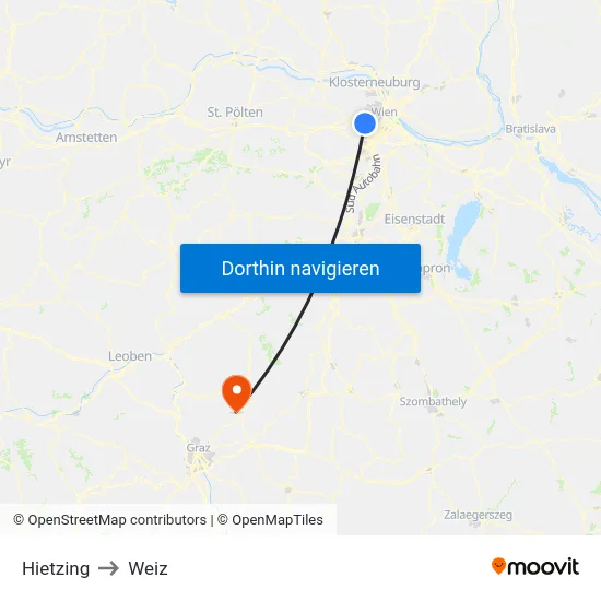Hietzing to Weiz map