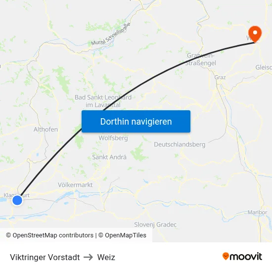 Viktringer Vorstadt to Weiz map