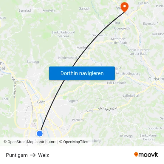 Puntigam to Weiz map