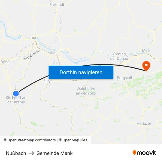 Nußbach to Gemeinde Mank map