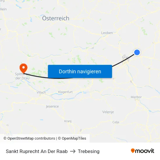 Sankt Ruprecht An Der Raab to Trebesing map