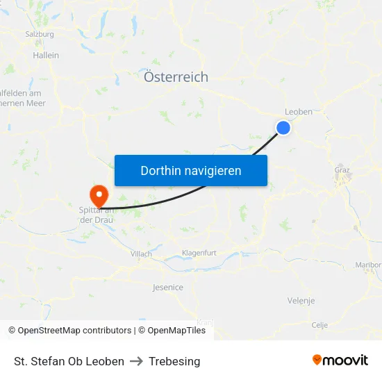 St. Stefan Ob Leoben to Trebesing map