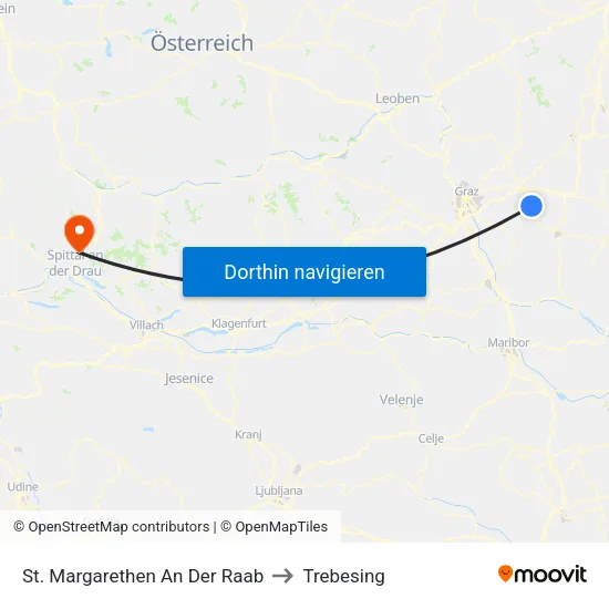 St. Margarethen An Der Raab to Trebesing map