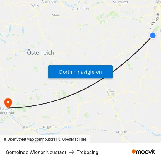 Gemeinde Wiener Neustadt to Trebesing map