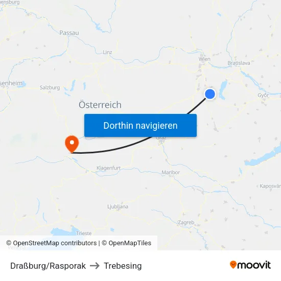 Draßburg/Rasporak to Trebesing map
