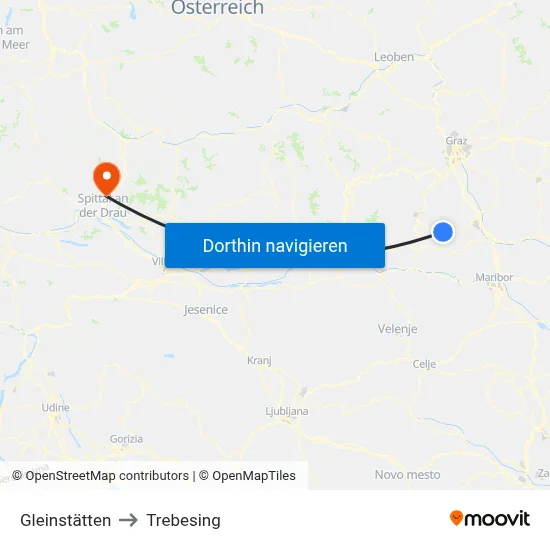 Gleinstätten to Trebesing map