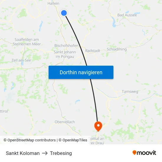 Sankt Koloman to Trebesing map