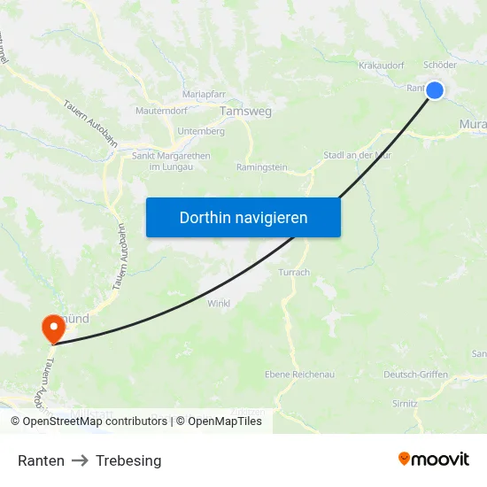 Ranten to Trebesing map