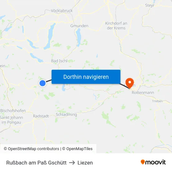 Rußbach am Paß Gschütt to Liezen map