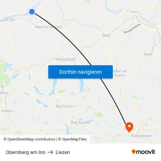 Obernberg am Inn to Liezen map