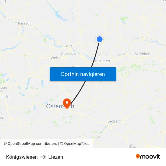 Königswiesen to Liezen map