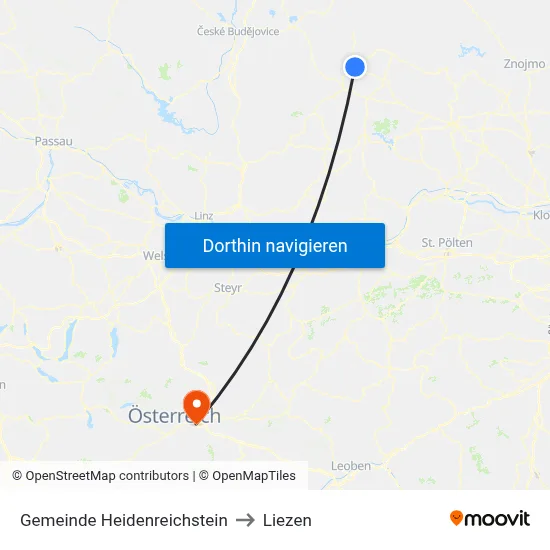 Gemeinde Heidenreichstein to Liezen map