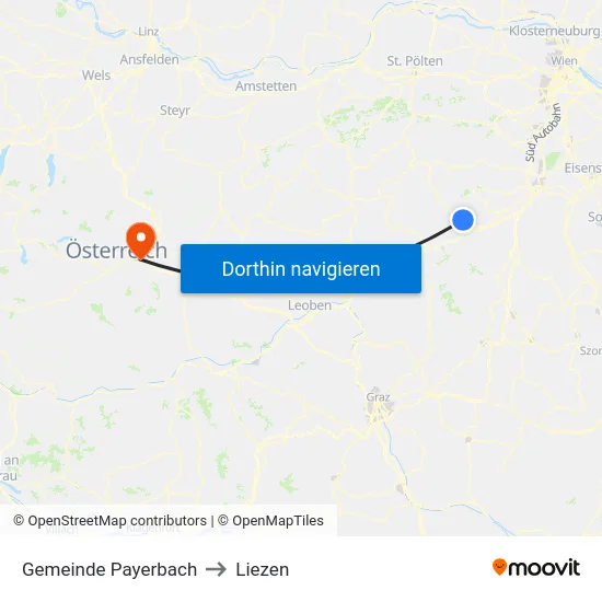 Gemeinde Payerbach to Liezen map