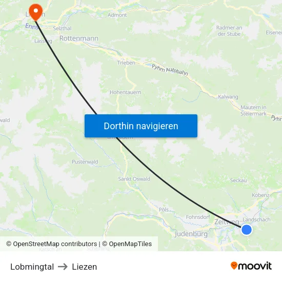 Lobmingtal to Liezen map