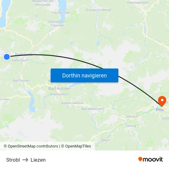 Strobl to Liezen map