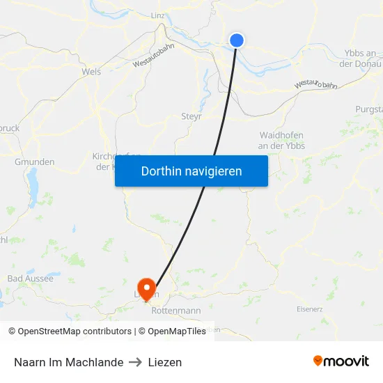 Naarn Im Machlande to Liezen map